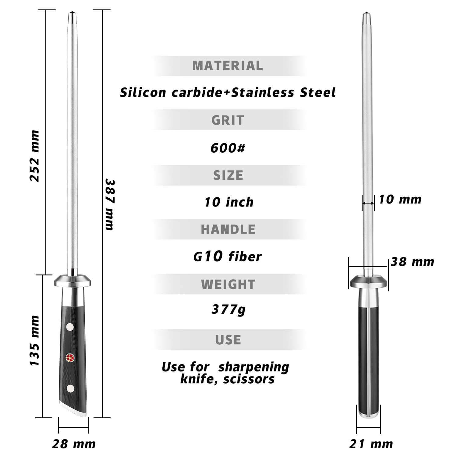 Shujin 10" Sharpening Rod