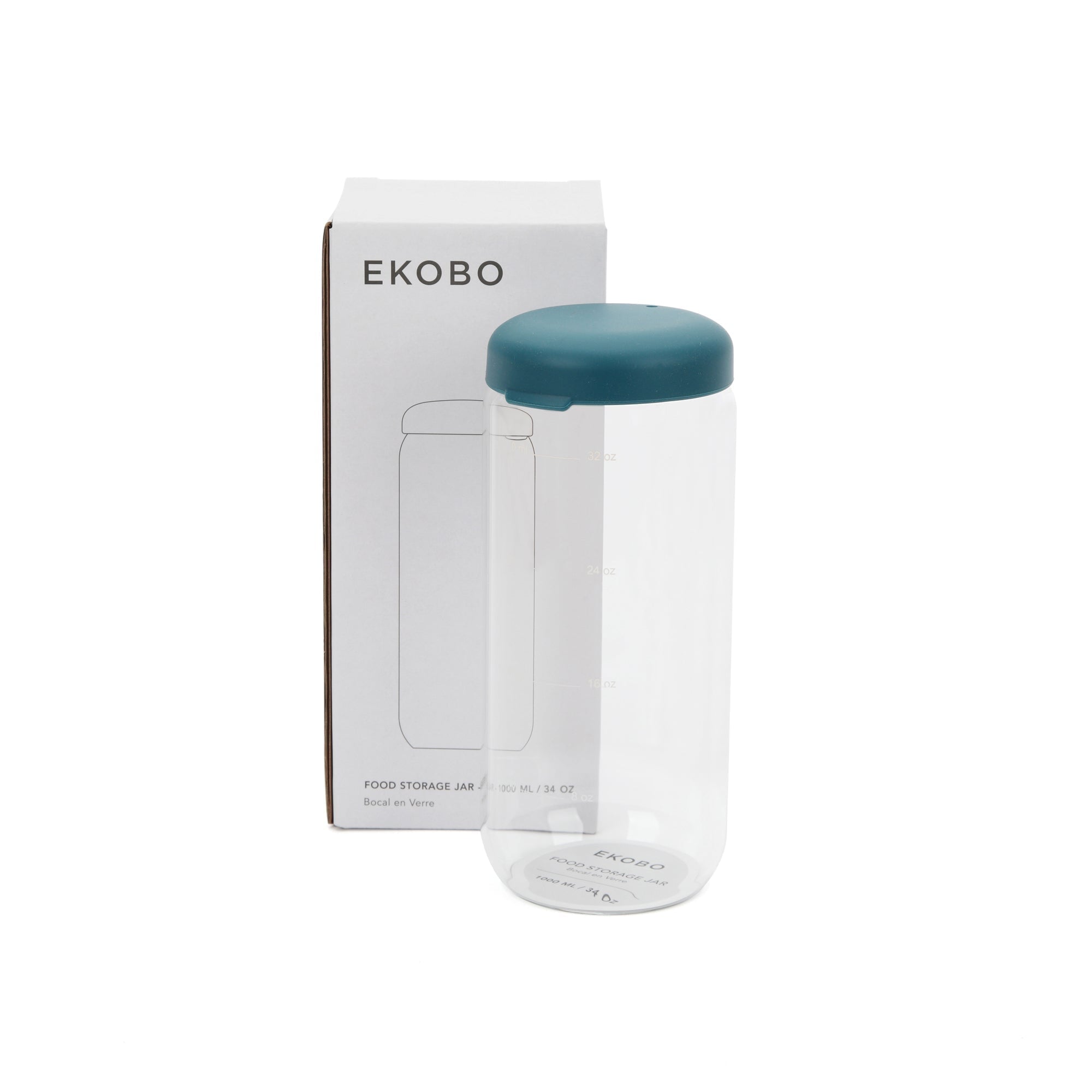 Food Storage Jar in Borosilicate Glass 34 oz - Blue Abyss
