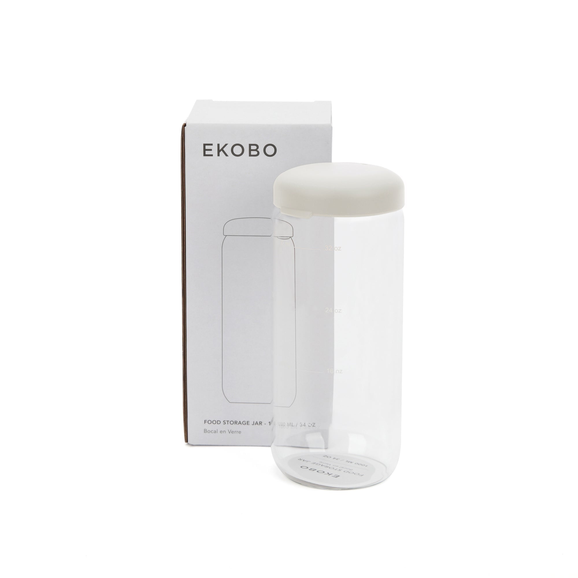Food Storage Jar in Borosilicate Glass 34 oz - Cloud
