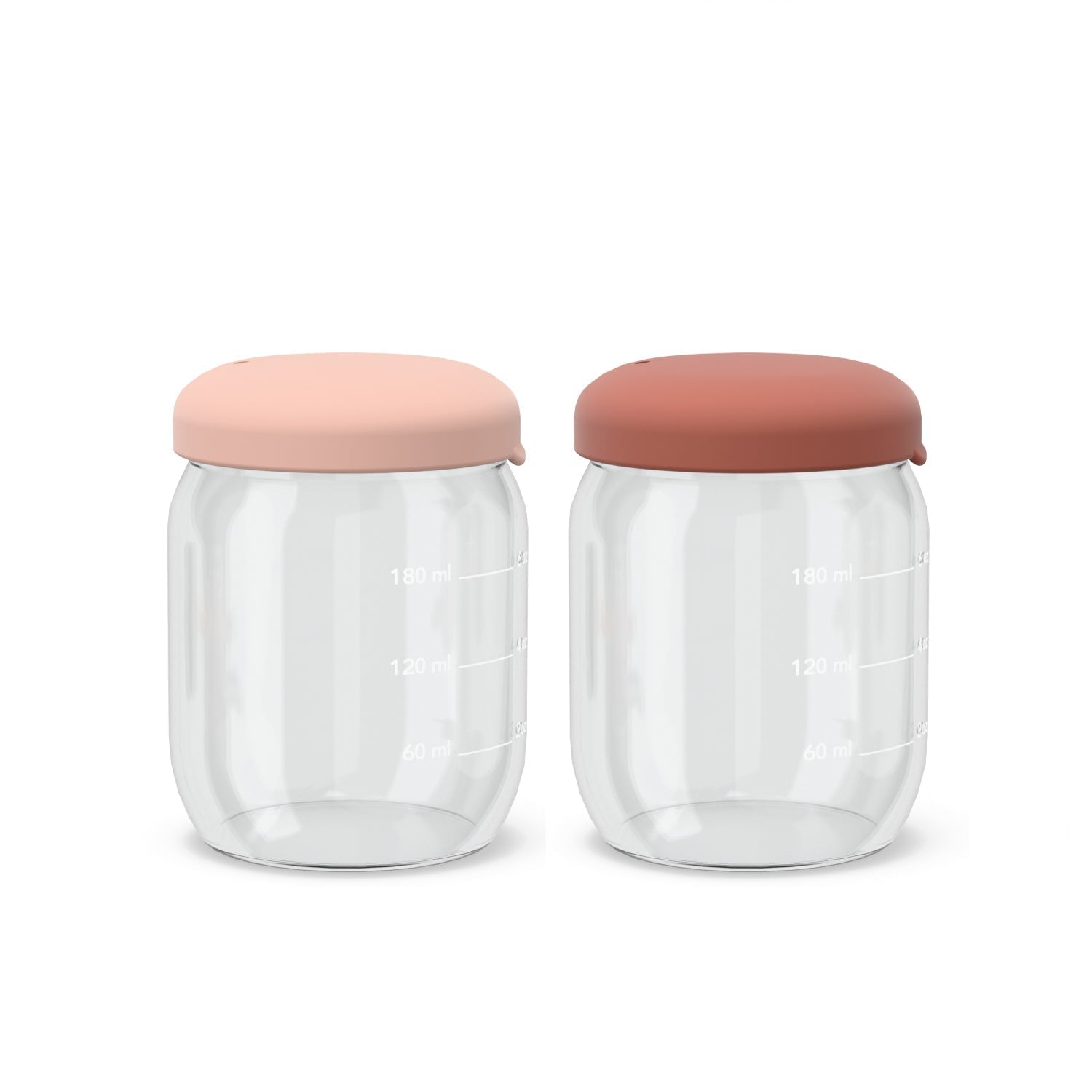 Food Storage Jar Set in Borosilicate Glass 6 oz - Blush / Terracotta