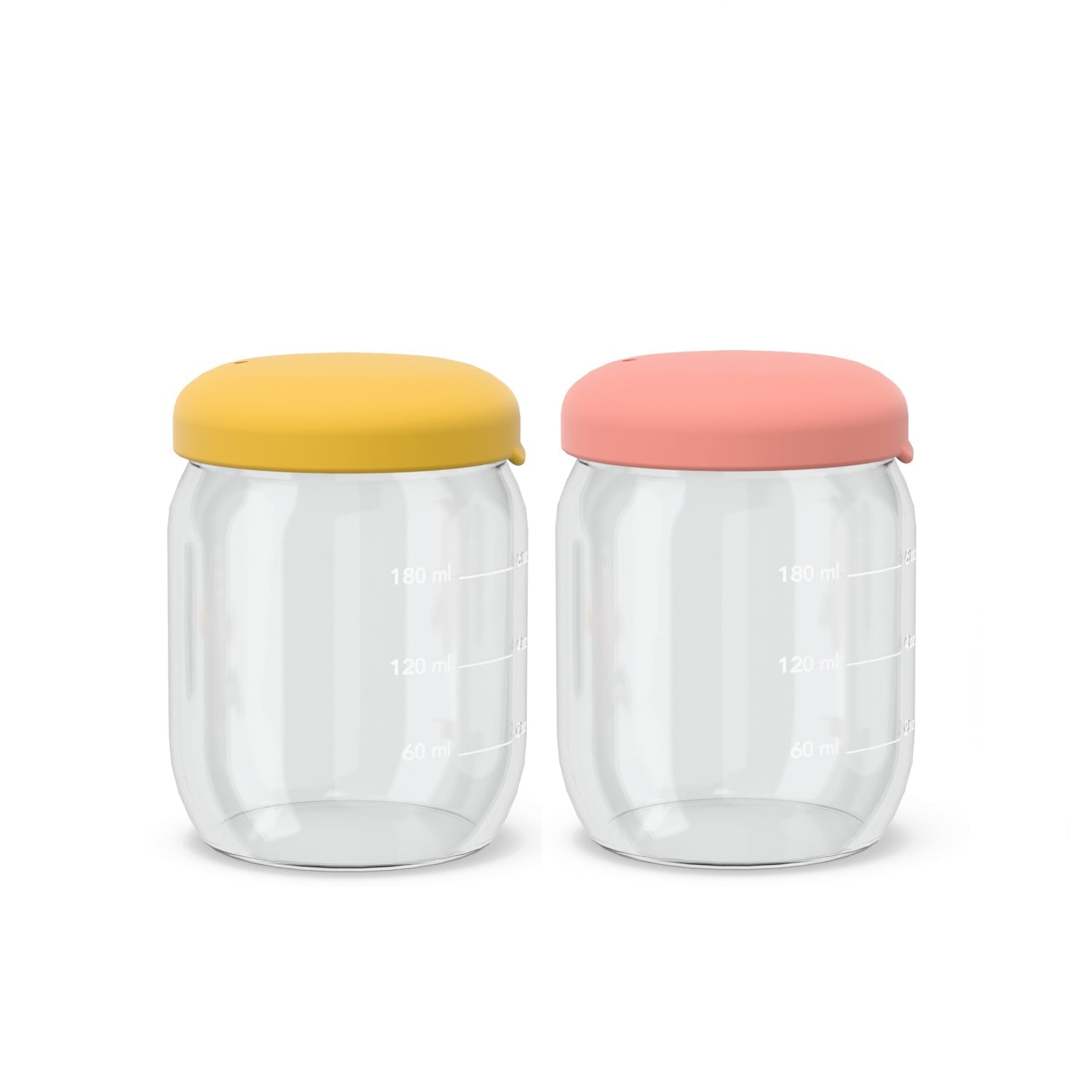 Food Storage Jar Set in Borosilicate Glass 6 oz - Coral / Mimosa