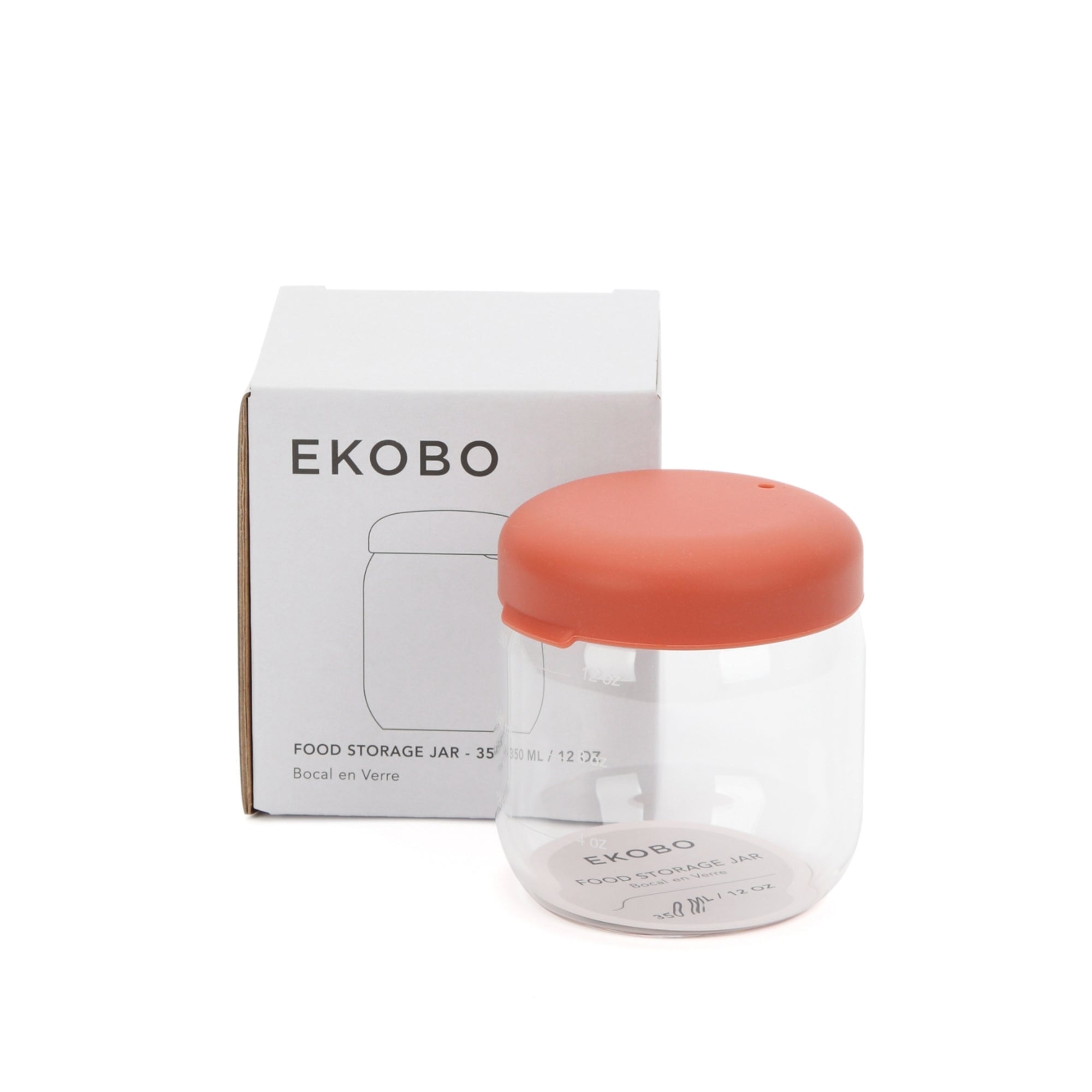 Food Storage Jar in Borosilicate Glass 12 oz - Terracotta