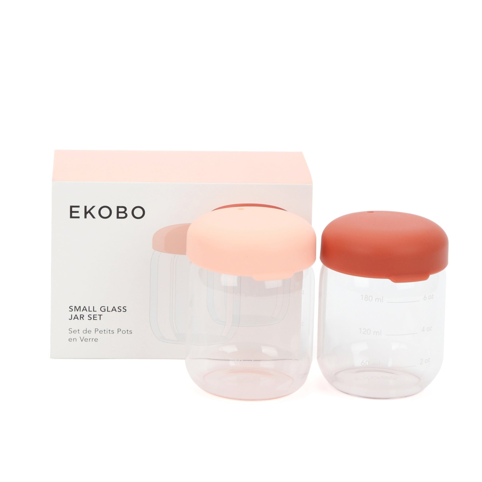Food Storage Jar Set in Borosilicate Glass 6 oz - Blush / Terracotta