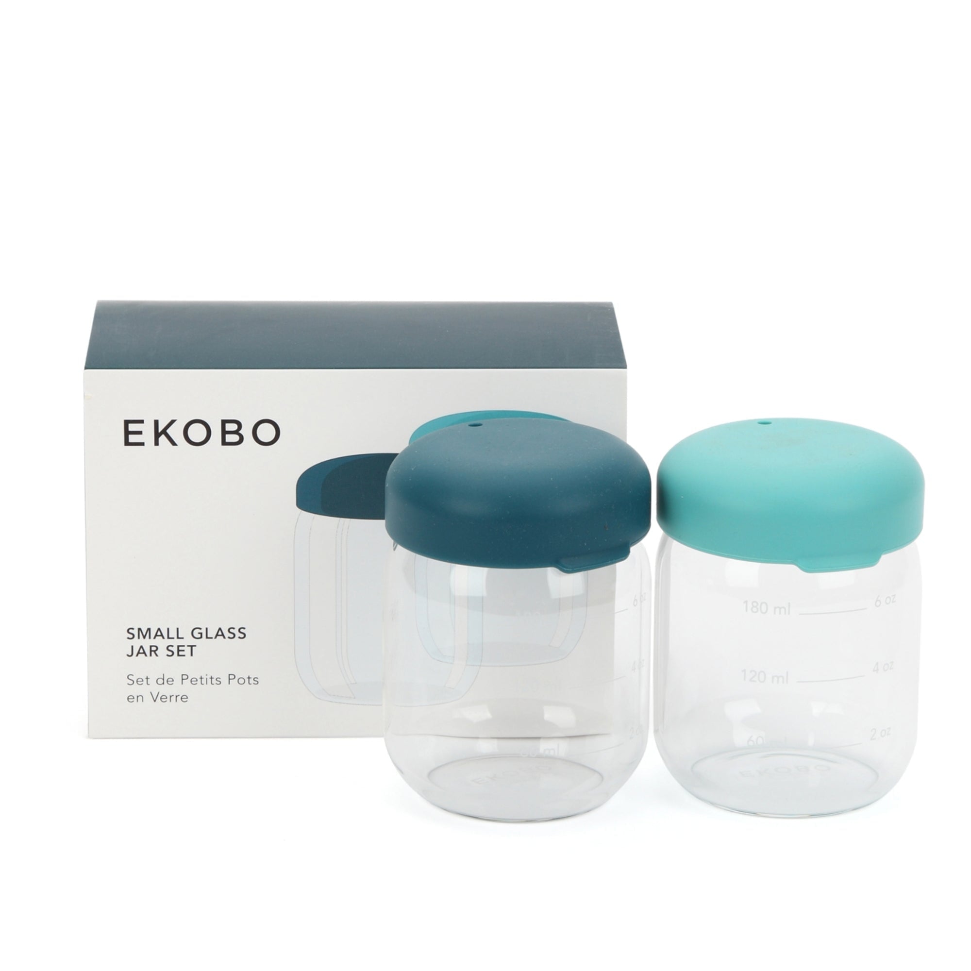 Food Storage Jar Set in Borosilicate Glass 6 oz - Blue Abyss / Lagoon